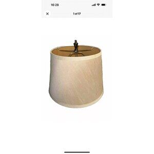 MCM LAMP DRUM STYLE SHADE LINEN BEIGE FABRIC MID CENTURY VINTAGE 10" X 10" DENTS